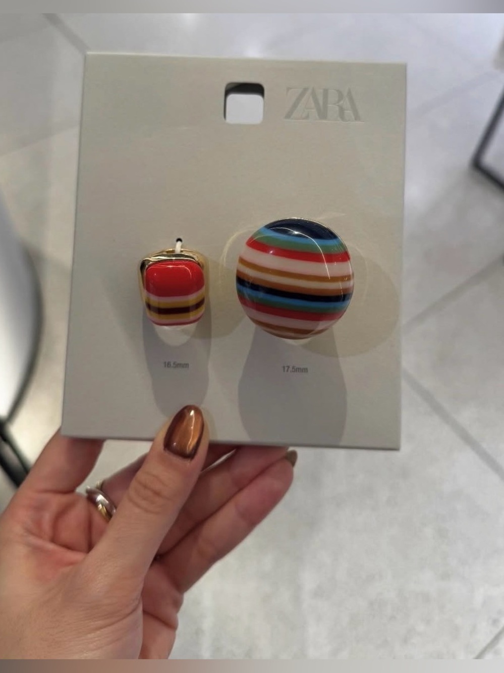 🔥🔥Zara Colorful Striped Resin Statement Rings pack - Picture 3 of 4